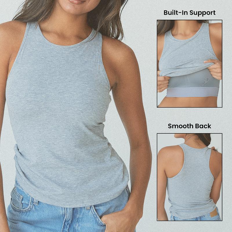 Braless Loose High Neck - Built-In-Bra & Customizable Padding - Womenswear Tank Top